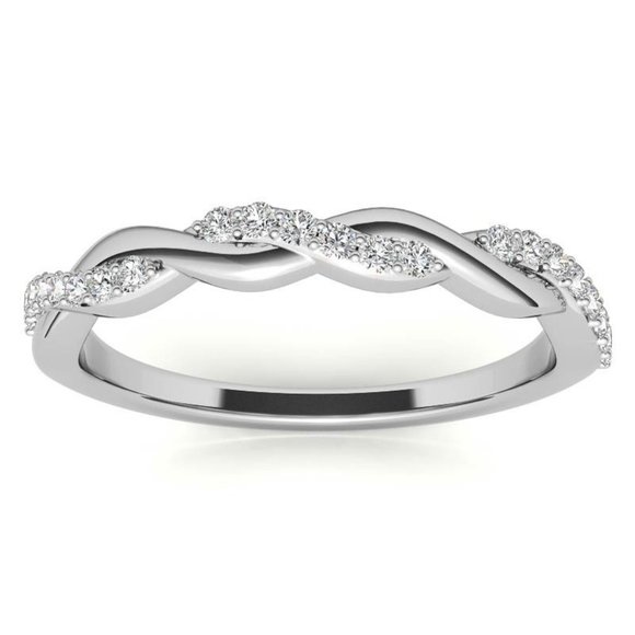 0.22ct Twisted Infinity  Diamond Stackable Band 14k Gold - Picture 1 of 16